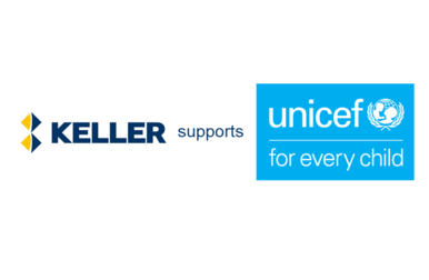 A graphic of Keller supporting Unicef 