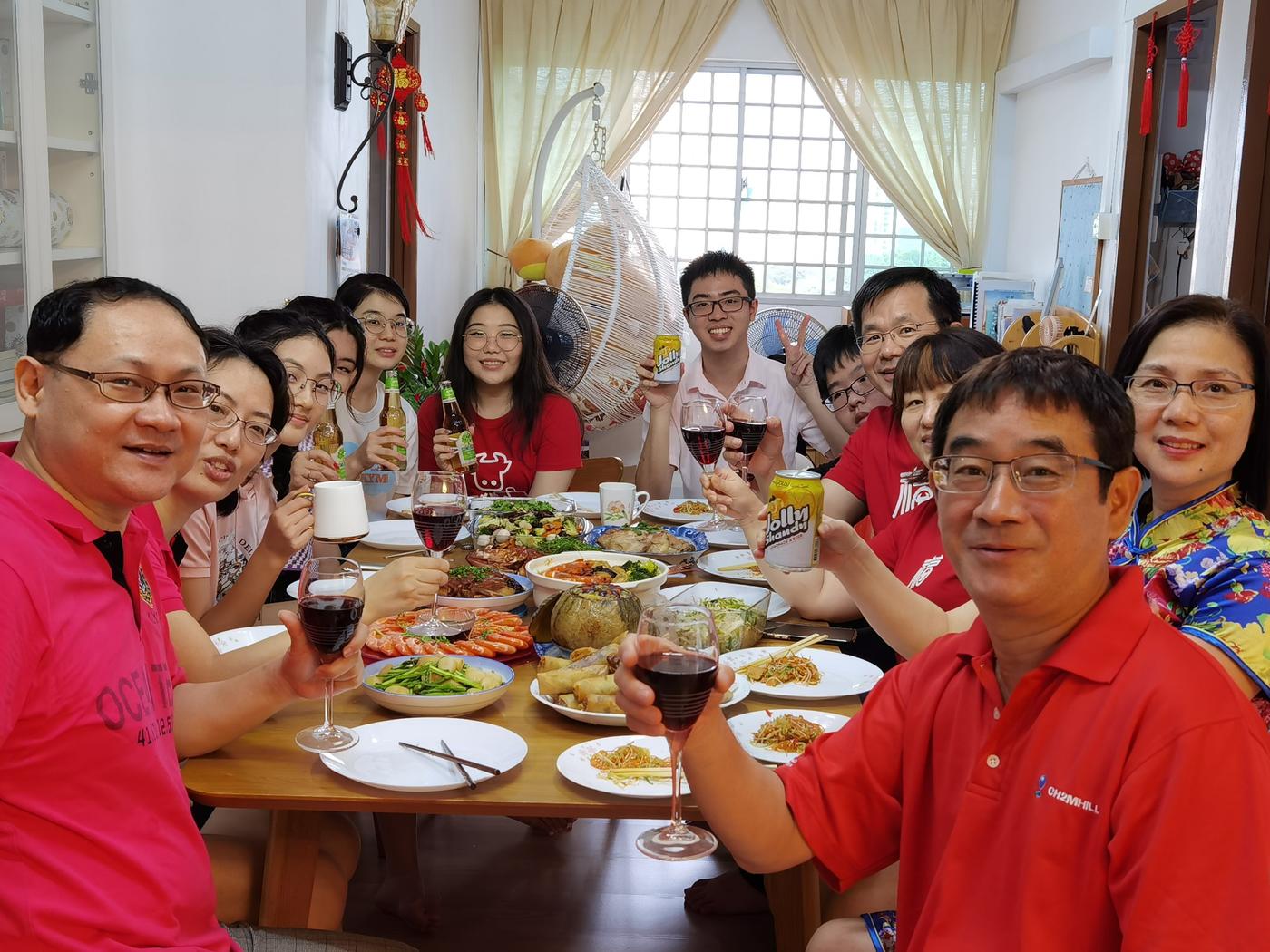 Family members around table celebrating lunar new year