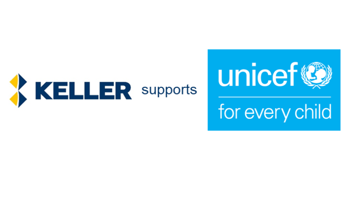 A graphic of Keller supporting Unicef