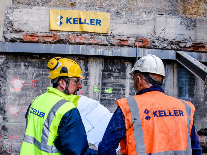 Two Keller workers on site in Madrid