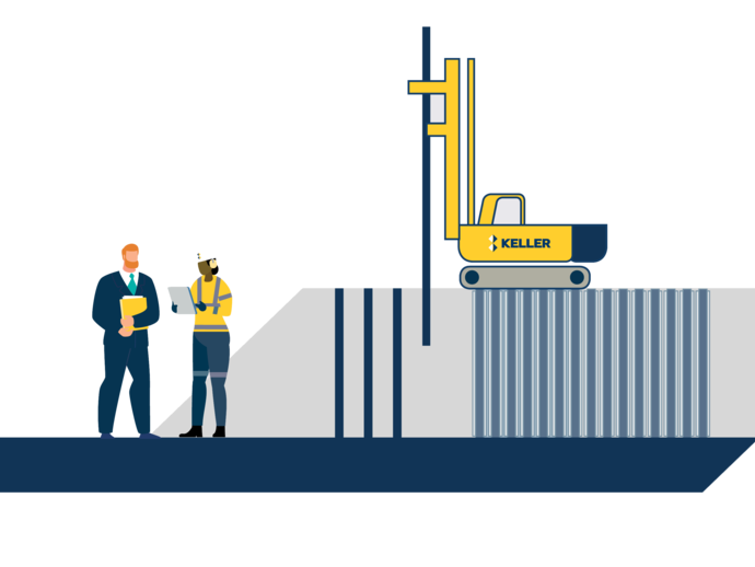 Illustration of Keller employees and rig