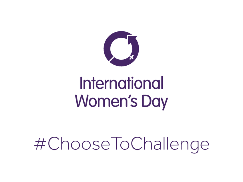 purple women's day logo and choose to challenge hashtag