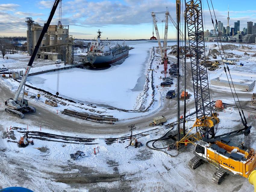 Keller rigs working on a site surrounded by snow