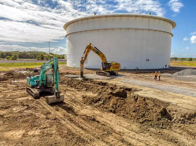 Keller working on storage tanks site