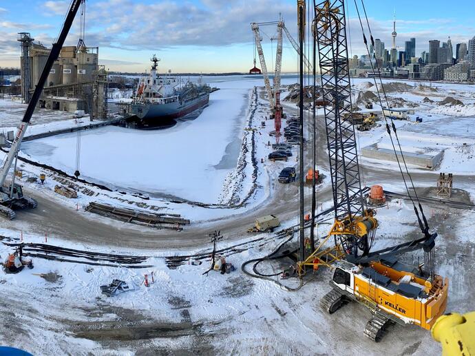 Keller rigs working on a site surrounded by snow