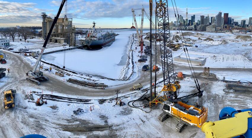 Keller rigs working on a site surrounded by snow