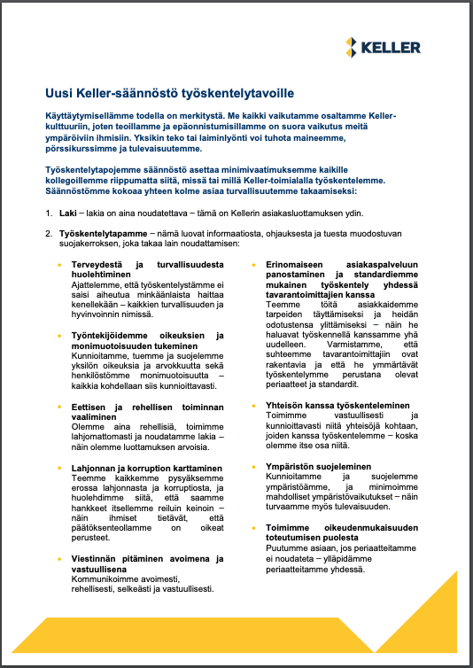 Code of Business Conduct summary - Finnish