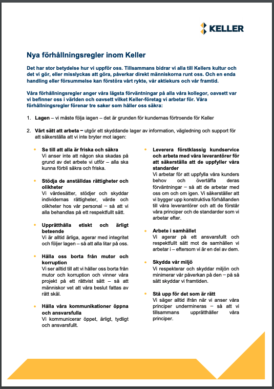 Code of Business Conduct summary - Swedish