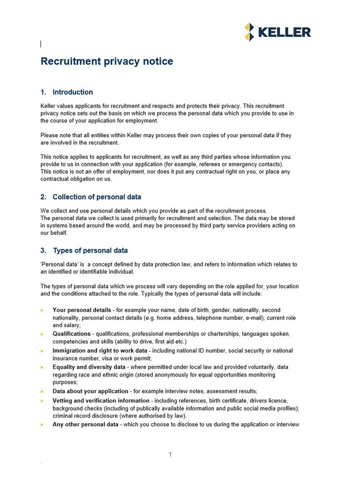 Recruitment privacy notice - English