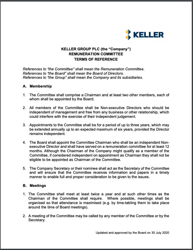 Terms of Reference - Remuneration Committee