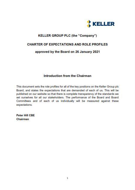 keller's charter of expectations document - introduction