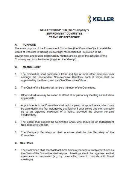 Terms of Reference - Environment Committee