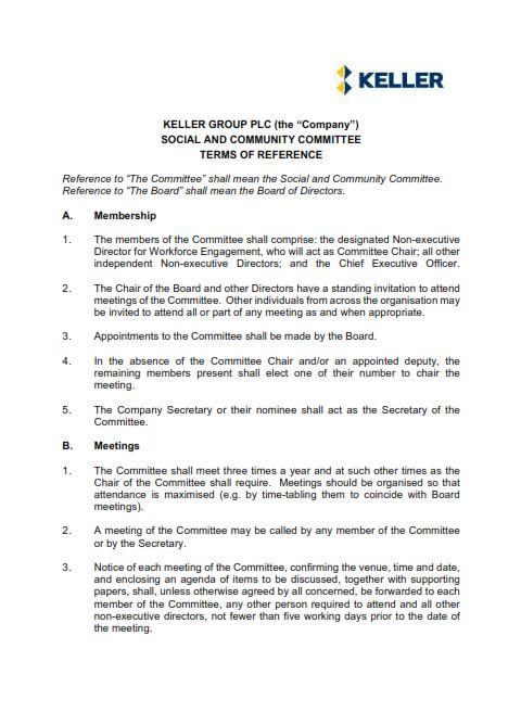 Terms of Reference - Social and Community Committee