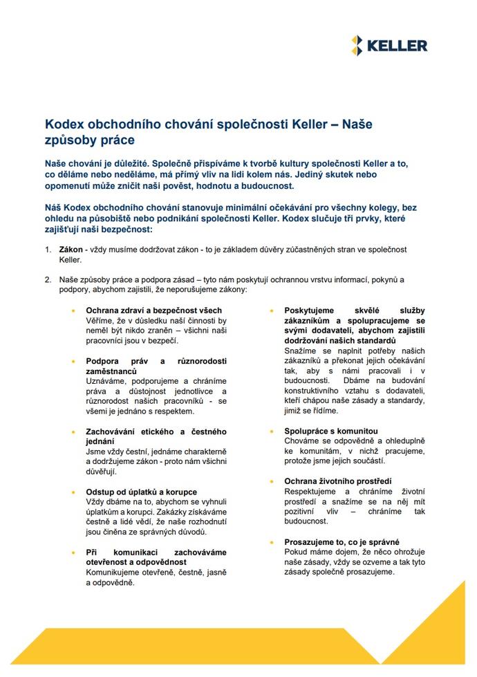 Code of Business Conduct summary - Czech