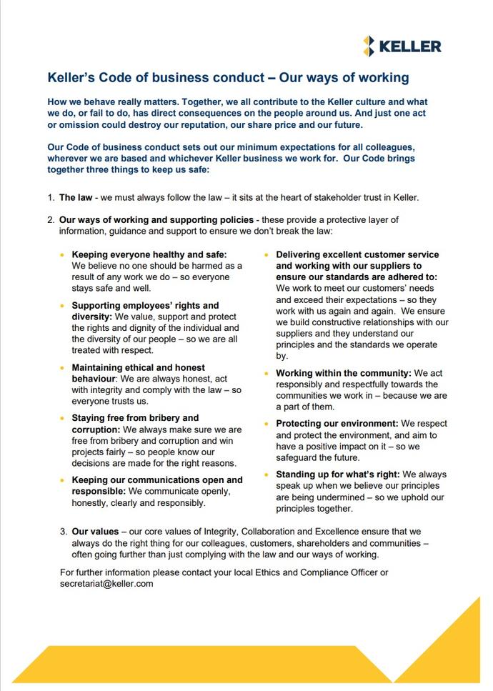 Code of Business Conduct summary - English