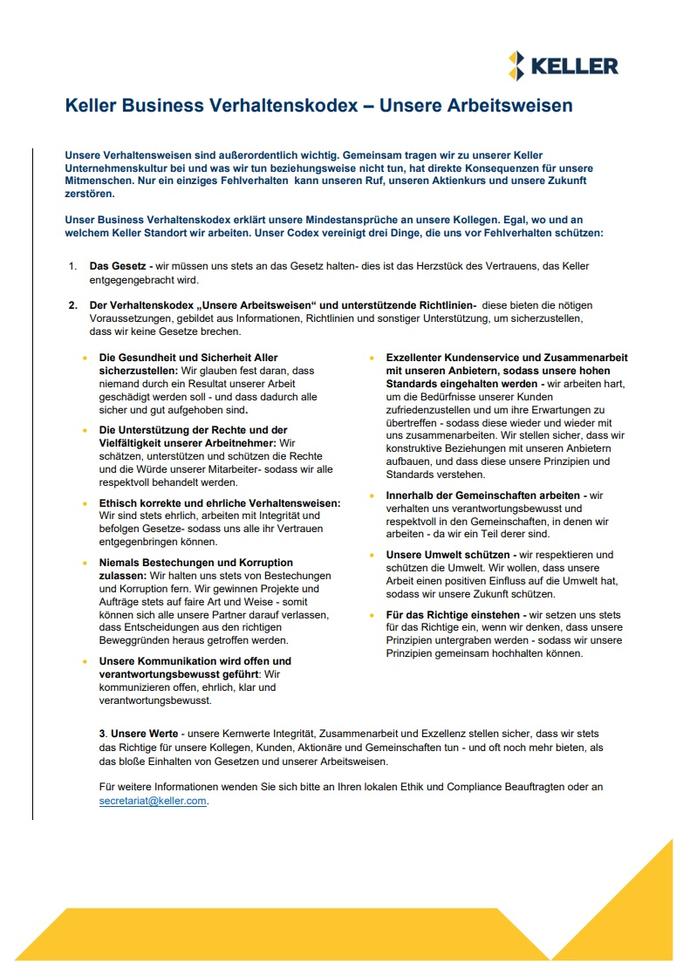 Code of Business Conduct summary - German