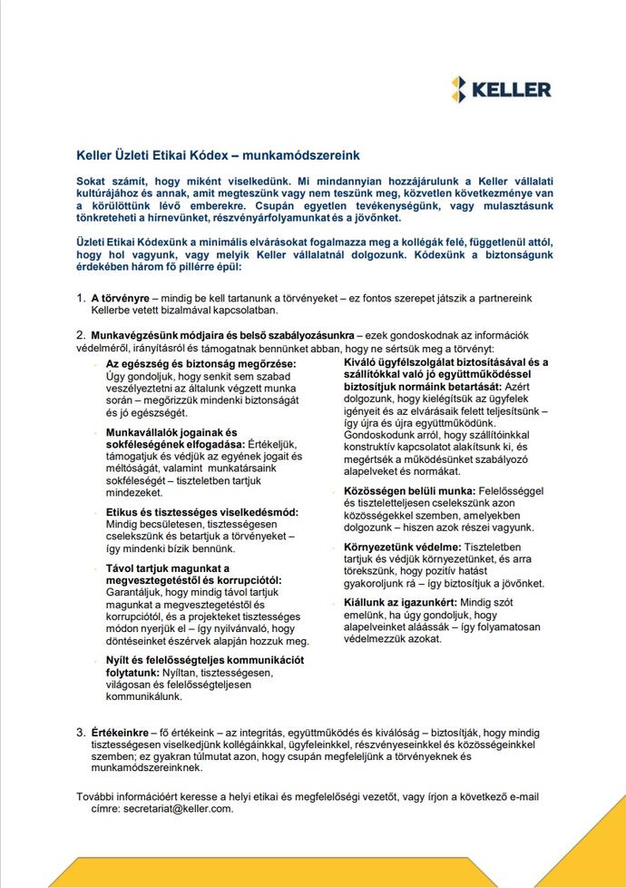 Code of Business Conduct summary - Hungarian