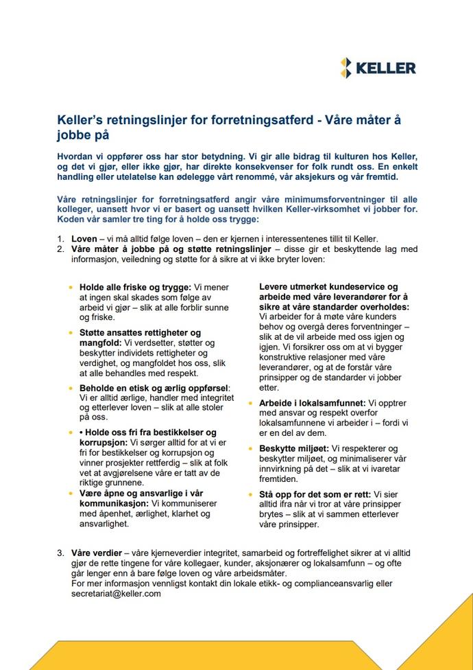 Code of Business Conduct summary - Norwegian