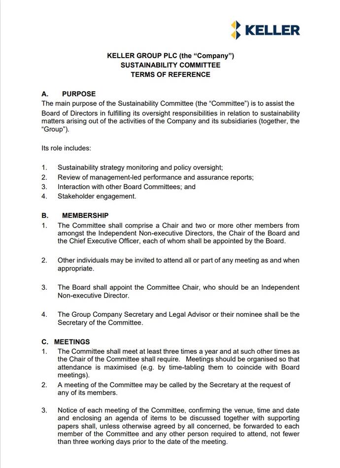 Terms of Reference - Sustainability Committee