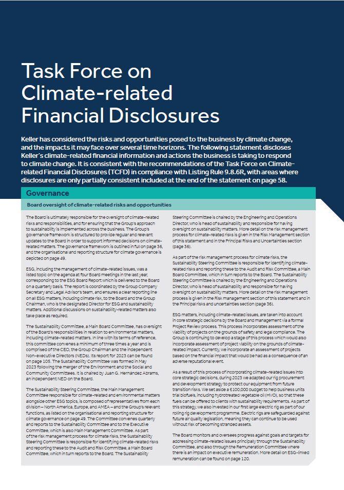 Keller TCFD Non-financial and sustainability statement